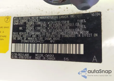 2005 Lexus Rx 330 из США, поврежденный, VIN 2T2HA31UX5C044227